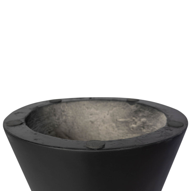 5. "Sturdy Black Concrete Hourglass Side Table, adds a touch of elegance to your space"