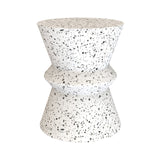 1. "Concrete hourglass side table - Terrazzo design with unique pattern and texture"