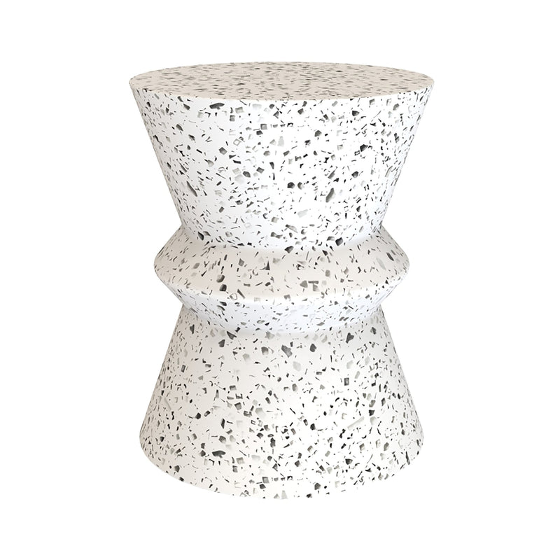1. "Concrete hourglass side table - Terrazzo design with unique pattern and texture"