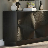 12. "Sophisticated Spiral Sideboard for chic home decor"