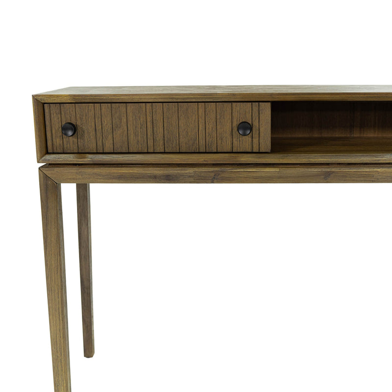 7. "Contemporary West Console Table with a unique geometric design"