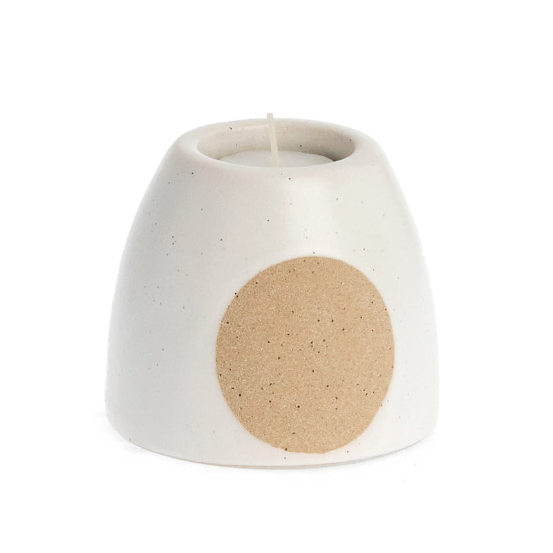 Turner Candle Holder Ceramic White Sand